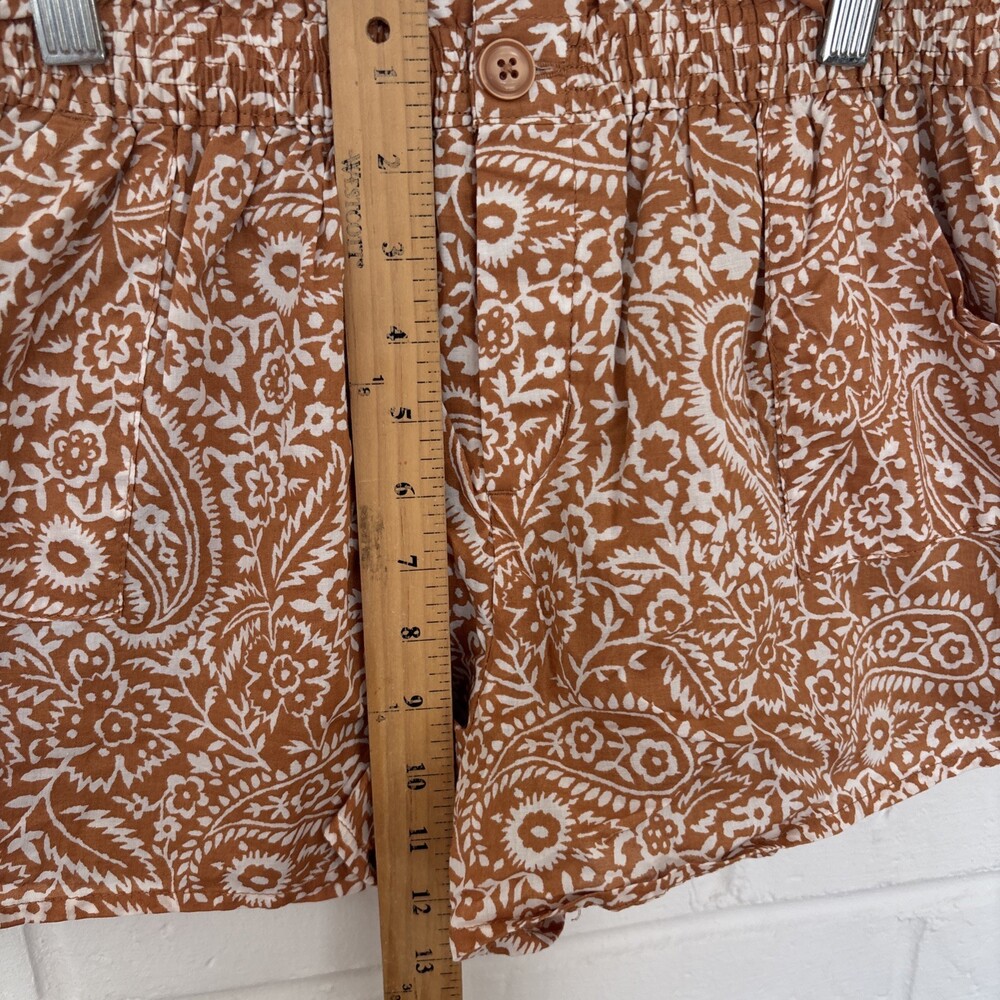 Girls Janie And Jack Kids Size 12 Brown White Elastic Waist Lined Paisley Shorts - Picture 8 of 12